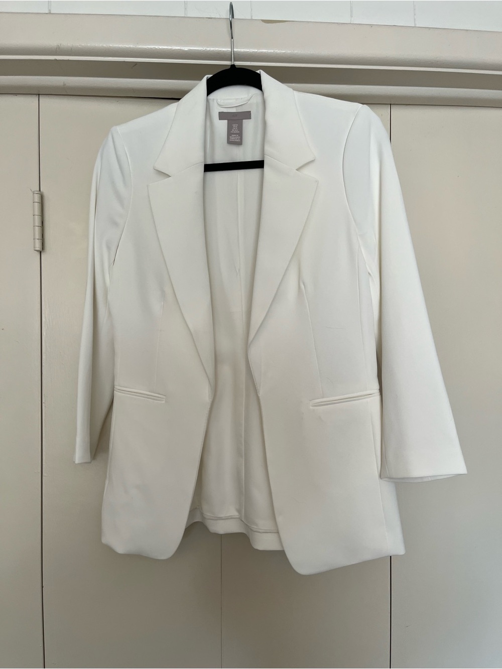 H&M Cream Open-Front Tailored Blazer
